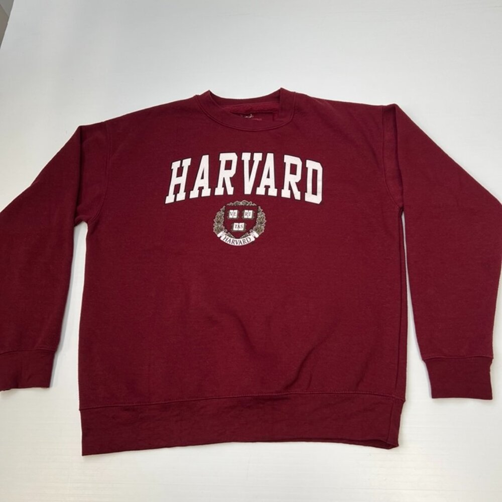 Harvard Crimson Sweatshirt Men Medium Spell Out Retro Classic Run Gym Hype Core